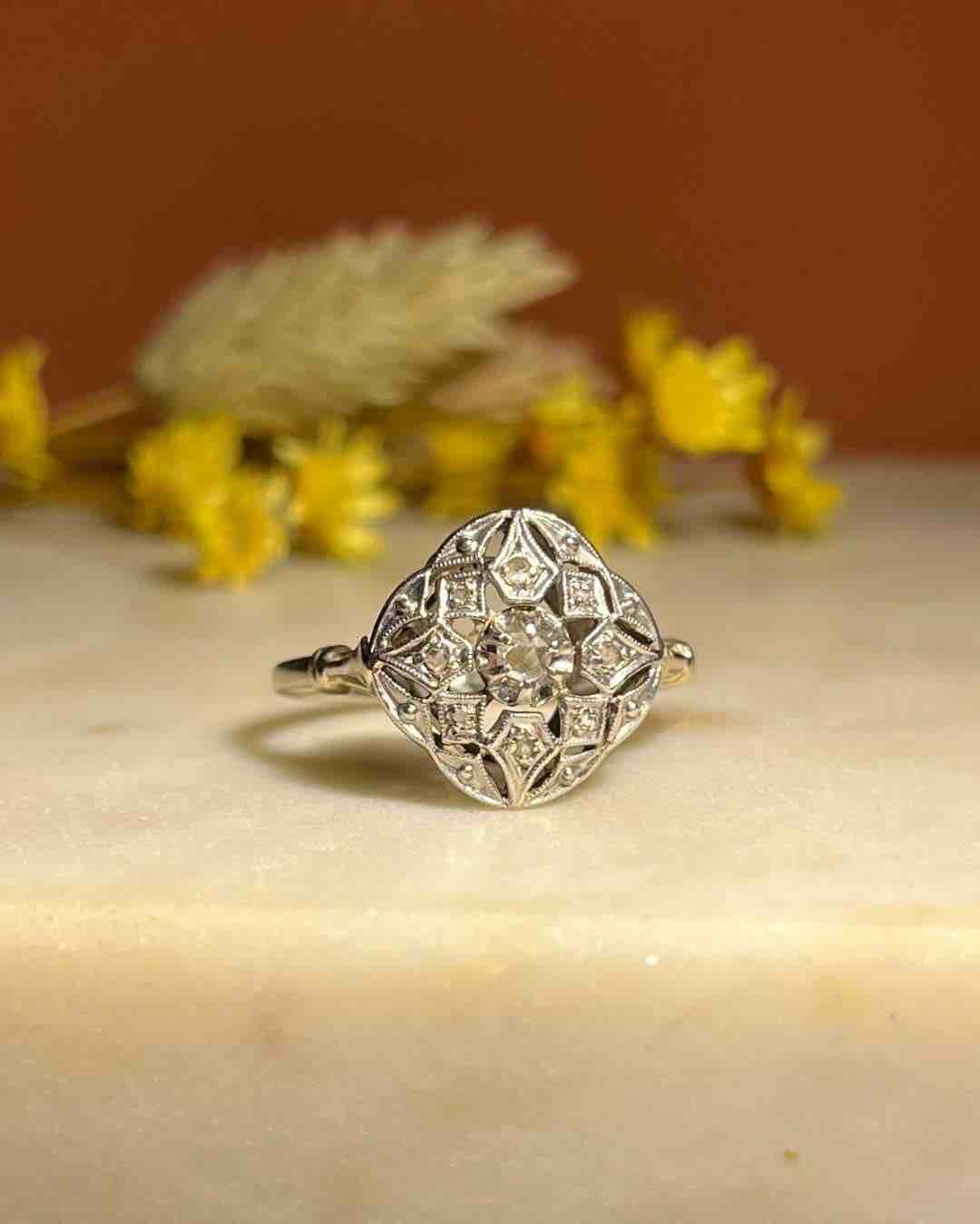 Bague Art-déco Diamants vintage &quot;Simi&quot;