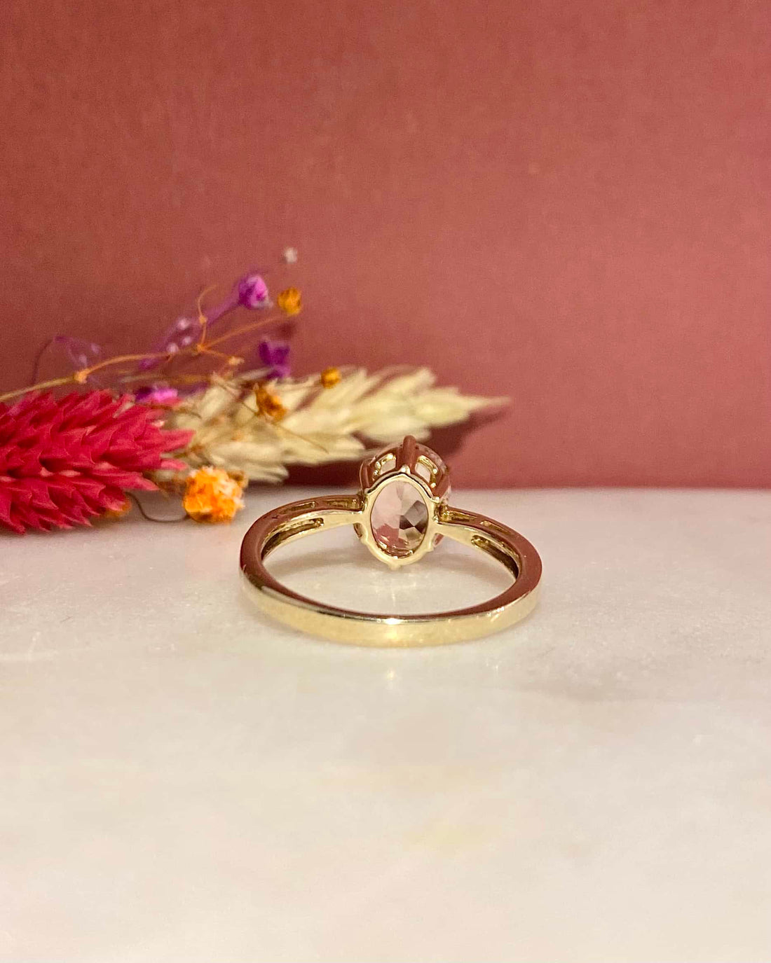 Bague Solitaire Morganite 1.50 carat &amp; Diamants &quot;Eulalie&quot;