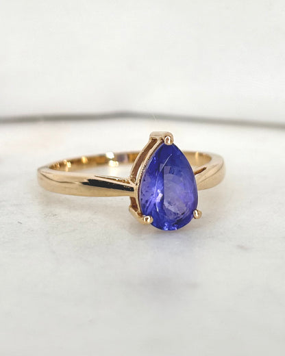 Bague Solitaire Tanzanite Poire 1.32 carat &quot;Roxanne&quot;