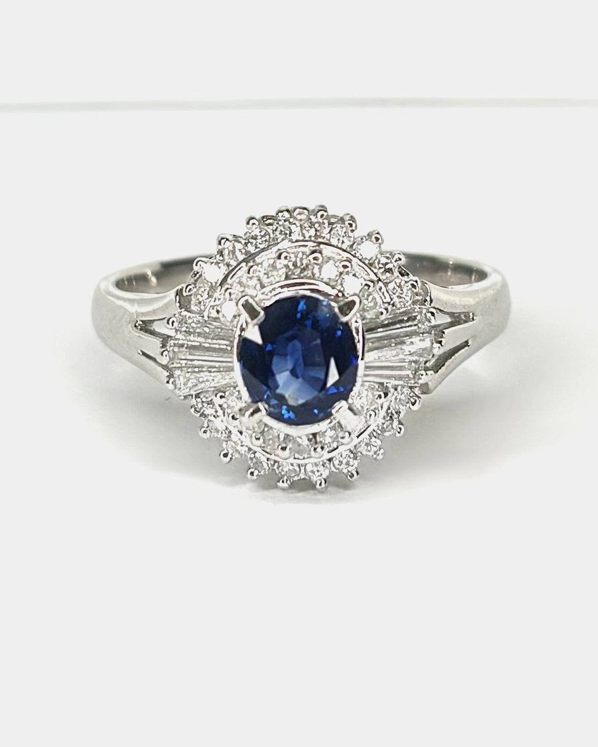 Bague Marguerite Saphir 0.60 carat &amp; Diamants 0.30 carat "Lana"