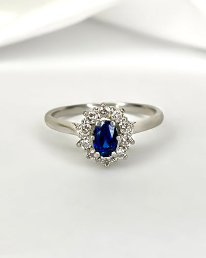 Bague Marguerite Saphir 0.80 carat &amp; Diamants 0.20 carat "Nina"