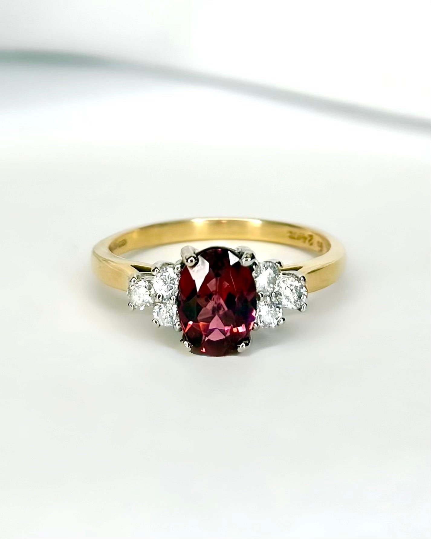 Bague Trilogie Tourmaline Rose 1.20 carat &amp; 6 Diamants "Carina"
