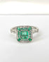 Bague Style Art Déco Emeraudes de Zambie et Diamants "Olivia" - Elliade Paris