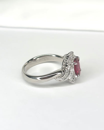 Bague Marguerite Rubis Mozambicain 0.71 carat &amp; Diamants 0.43 carat "Melinda"