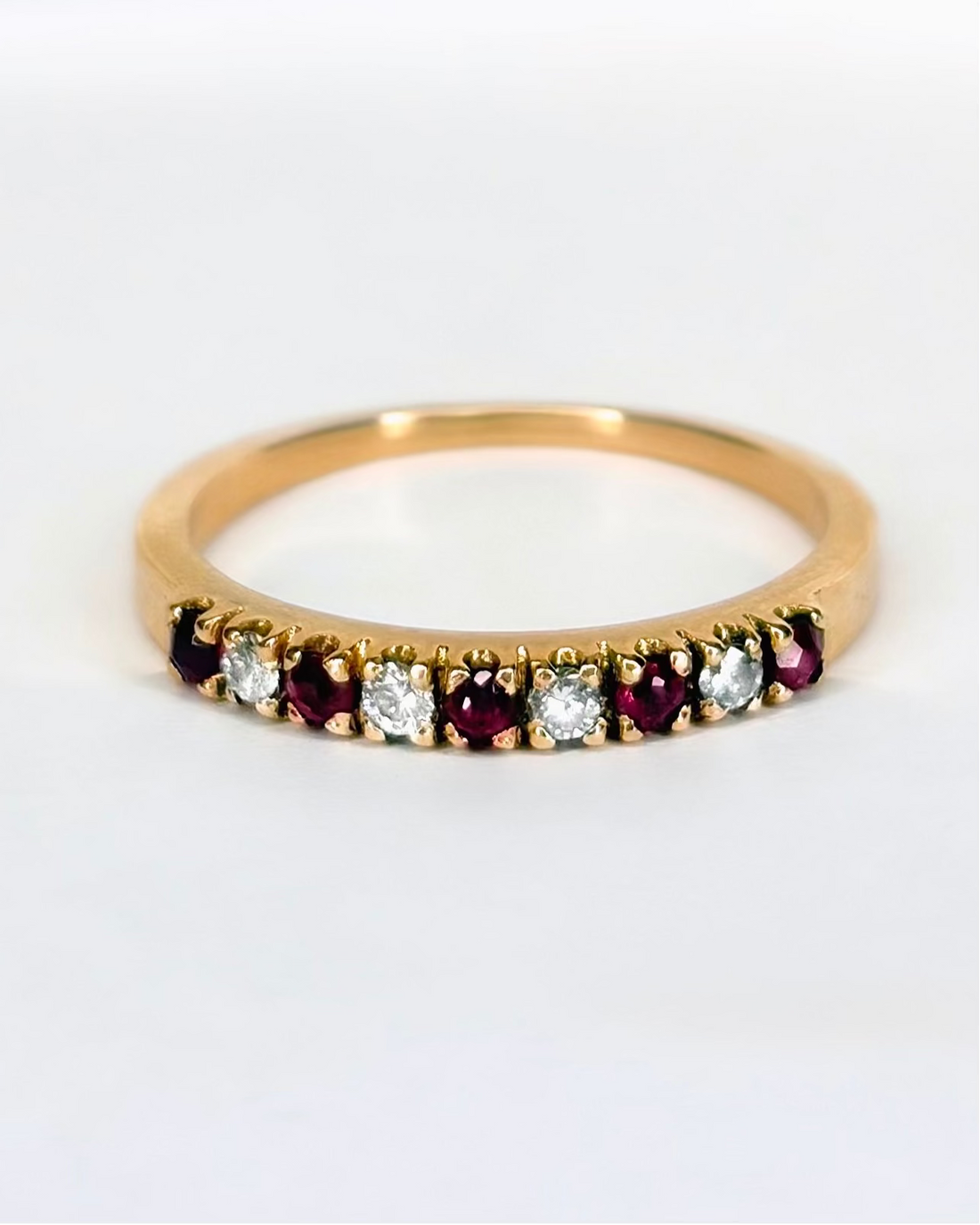 Ruby &amp; Diamond 2.1 mm Half Eternity Ring "Tiphaine"