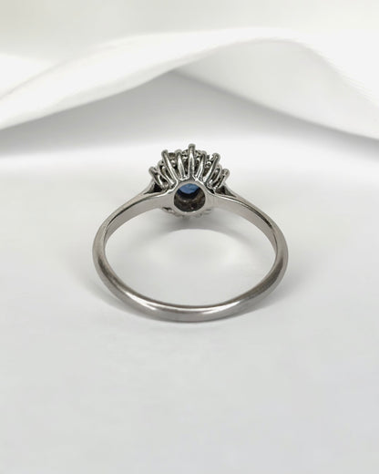 Bague Marguerite Saphir 0.80 carat &amp; Diamants 0.20 carat "Nina"