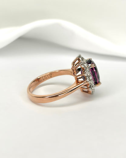 Bague Marguerite Grenat 5 carats &amp; Diamants 1.10 carat "Marika"