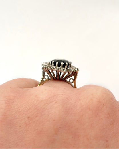 Bague Marguerite Saphir 4.10 carats &amp; Diamants 0.70 carat "Sonia" - Elliade Paris