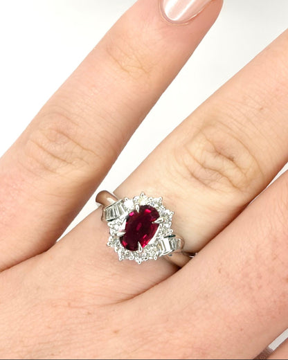 Bague Marguerite Rubis Mozambicain 0.71 carat &amp; Diamants 0.43 carat "Melinda"
