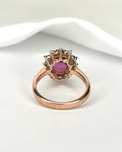 Bague Marguerite Grenat 5 carats &amp; Diamants 1.10 carat "Marika"