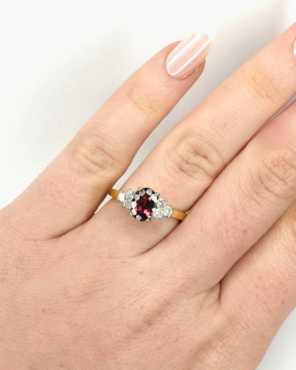 Bague Trilogie Tourmaline Rose 1.20 carat &amp; 6 Diamants "Carina"