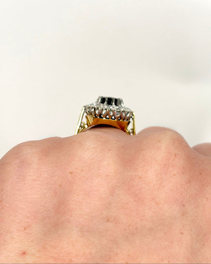 Bague Marguerite Saphir 1.60 carat &amp; Diamants 0.60 carat "Luna"