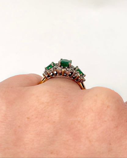 Bague Trilogie Émeraudes 1.05 carat &amp; Diamants 0.40 carat "Diane"