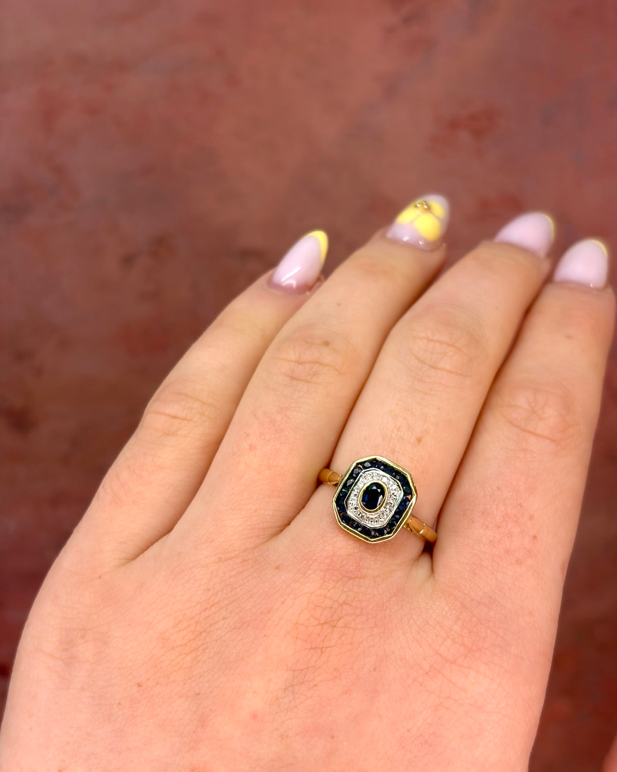 Bague Style Art-Déco Saphirs 0.89 carat &amp; Diamants "Paulette"