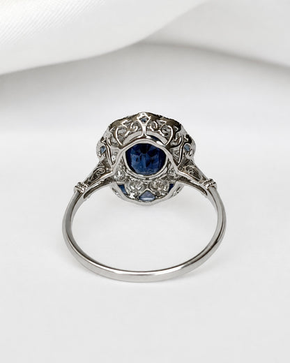 Bague Style Art-Déco Saphirs 1.51 carat &amp; Diamants 0.30 carat "Nalia" - Elliade Paris