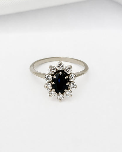Bague Marguerite Saphir 0.75 carat &amp; Diamants 0.40 carat "Michelle"