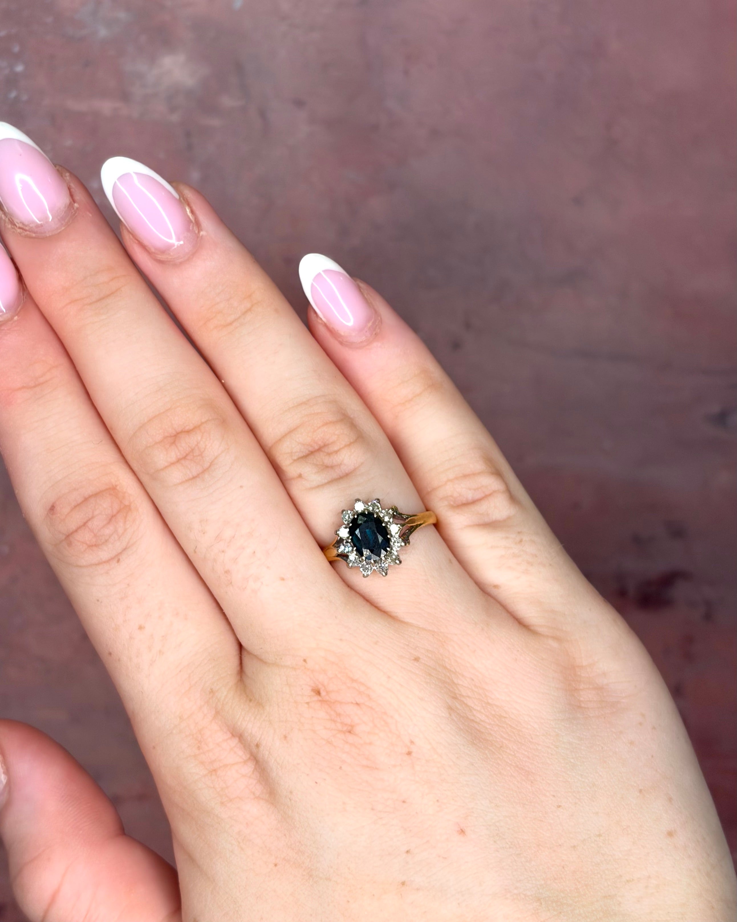 Bague Marguerite Saphir 1.20 carat &amp; Diamants "Inna"