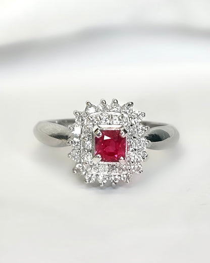 Marguerite Ring Mozambican Ruby 0.43 carat &amp; Diamonds 0.43 carat "Monica"