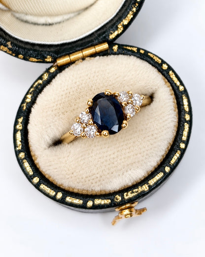 0.75-carat Sapphire &amp; 0.30-carat Diamond Trilogy Ring "Elane"