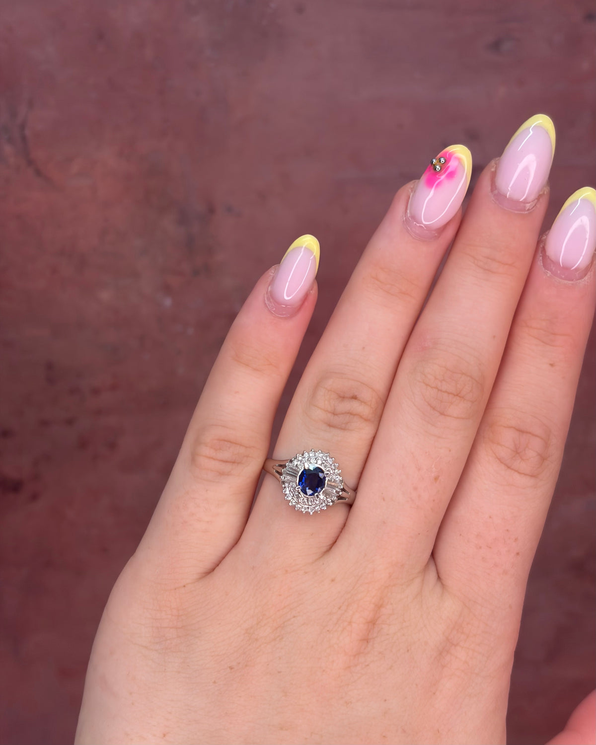 Bague Marguerite Saphir 0.60 carat &amp; Diamants 0.30 carat 4.04g "Lana"