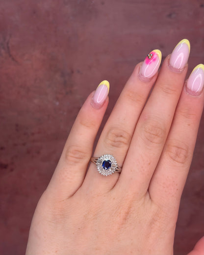Bague Marguerite Saphir 0.60 carat &amp; Diamants 0.30 carat 4.04g "Lana"