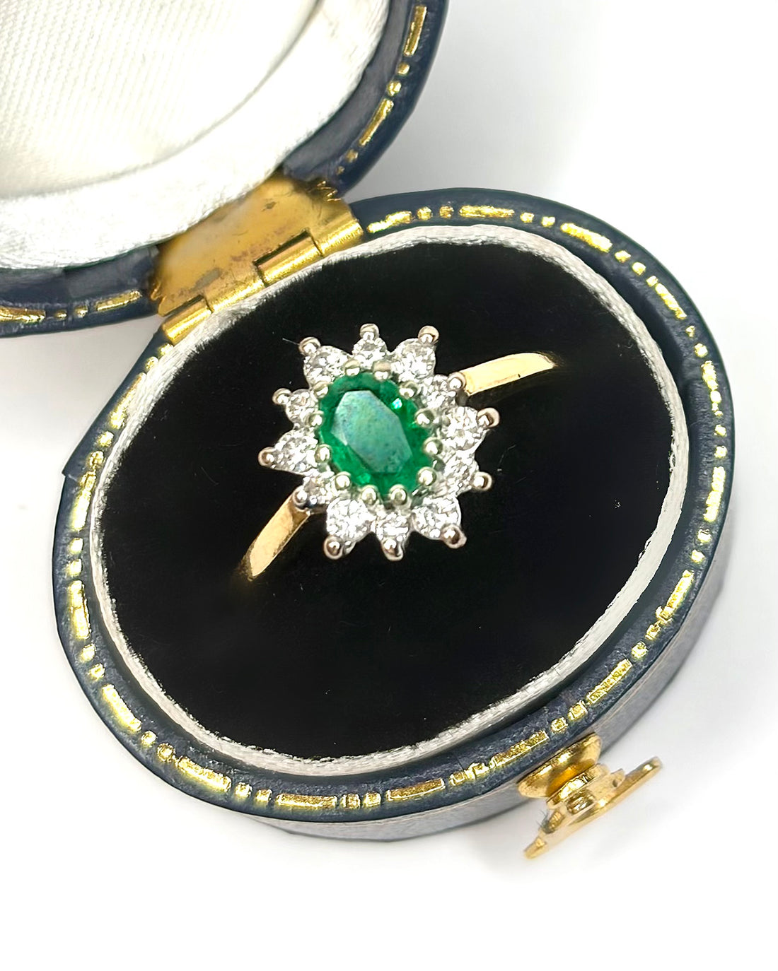 Bague Marguerite Émeraude 0.36 carat &amp; Diamants "Penelope"
