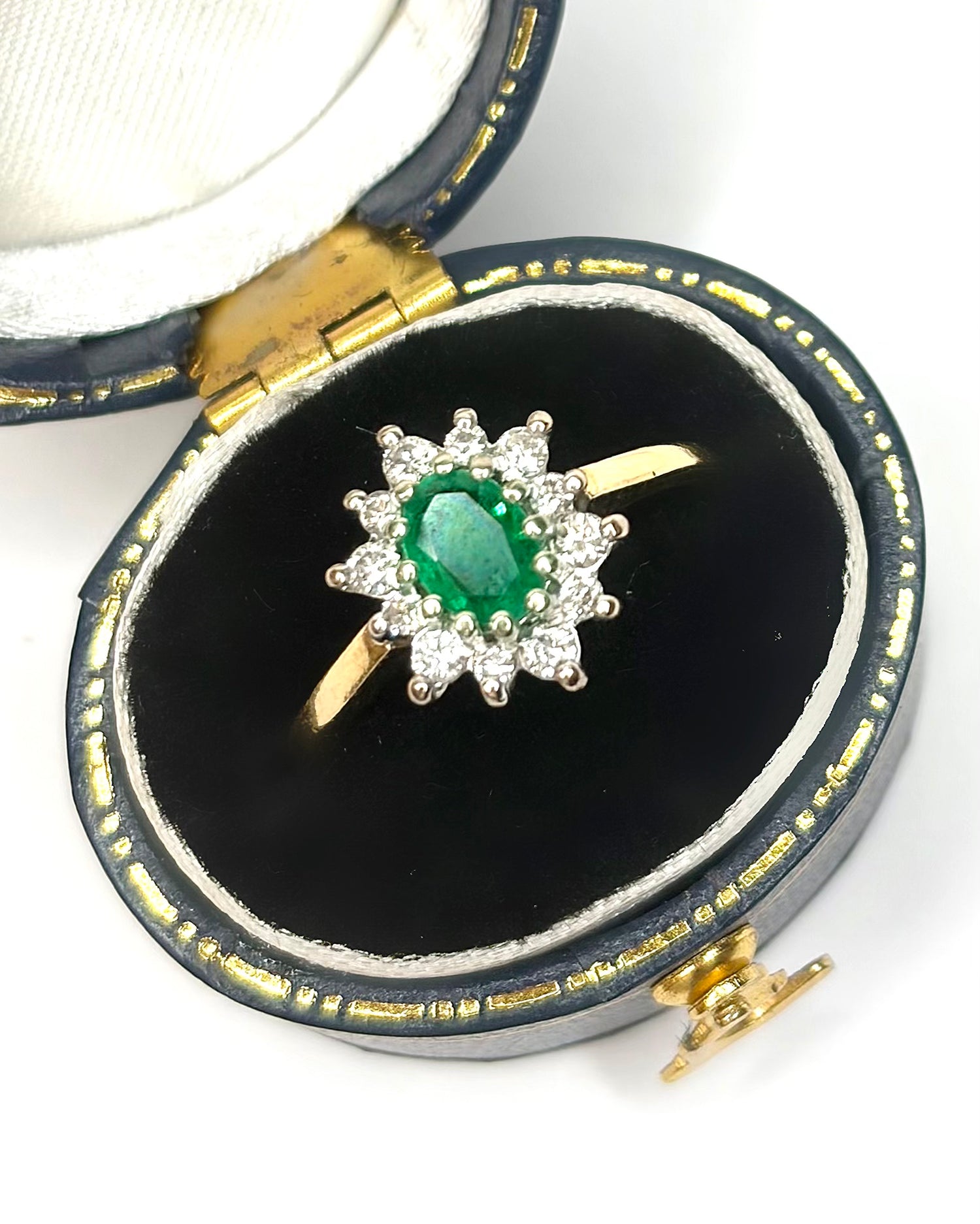 Bague Marguerite Émeraude 0.36 carat &amp; Diamants "Penelope"