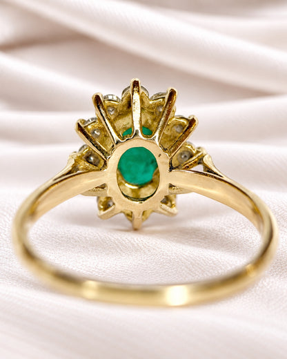 Bague Marguerite Émeraude 0.87 carat &amp; Diamants 0.36 carat "Justine"