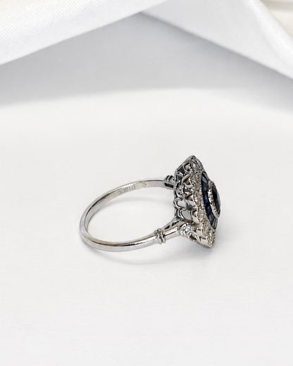 Bague Style Art-Déco Saphirs 1.21 carat &amp; Diamants 0.53 carat 4.19g "Emma"