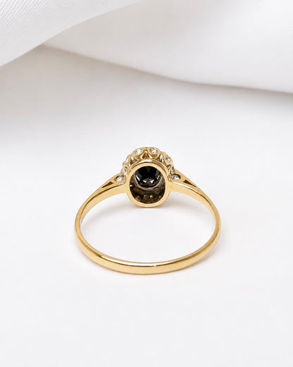 Anillo margarita de zafiro de 0,40 quilates y diamantes «Paola»