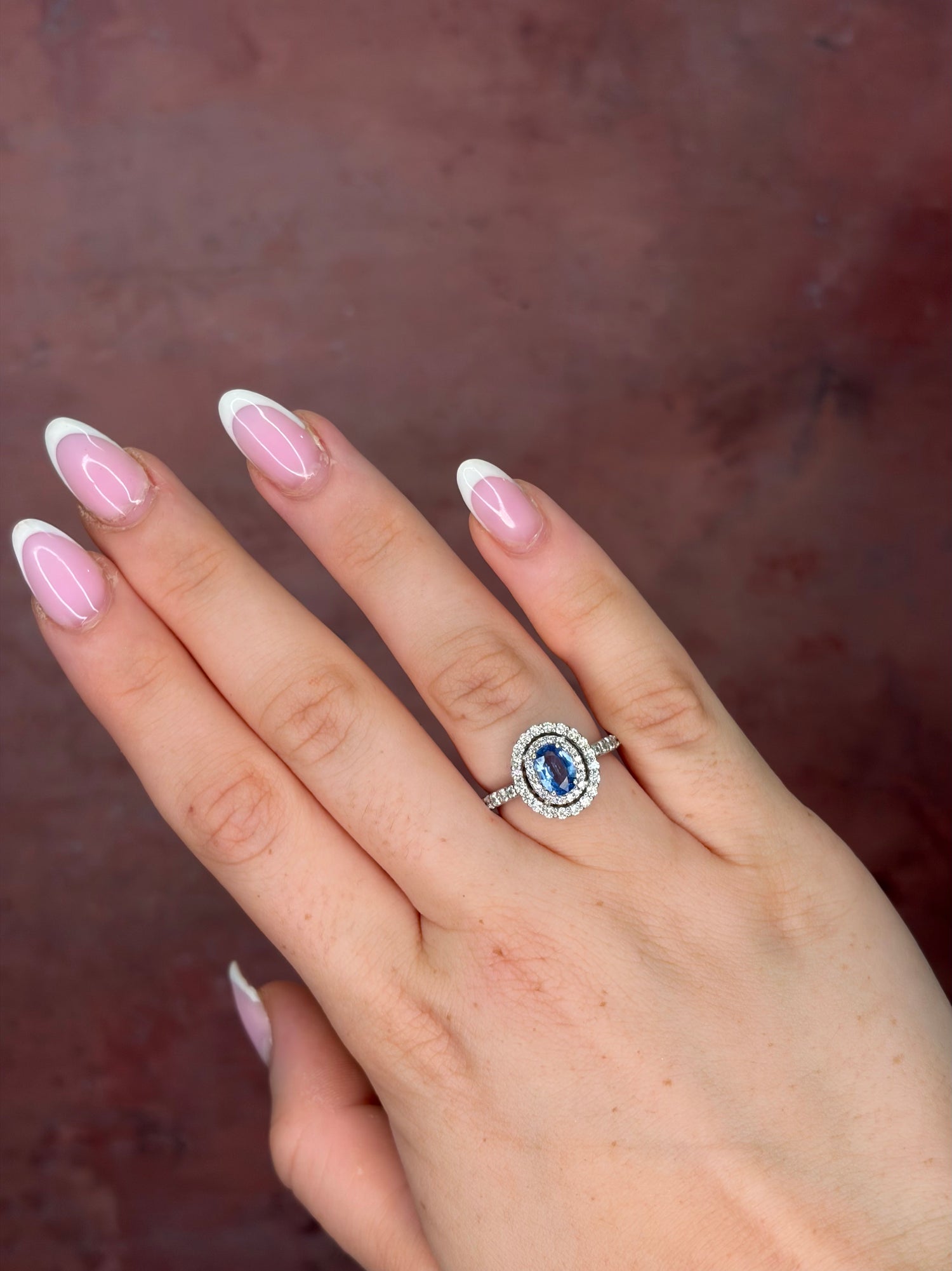 "Sandra" Ceylon Sapphire 0.85-carat &amp; Diamond 0.83-carat Marguerite Ring