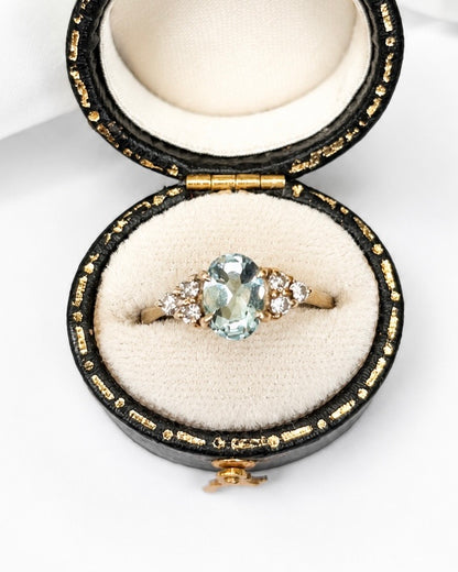Bague Trilogie Aigue-Marine 0.98 carat &amp; Diamants 0.24 carat "Luana"