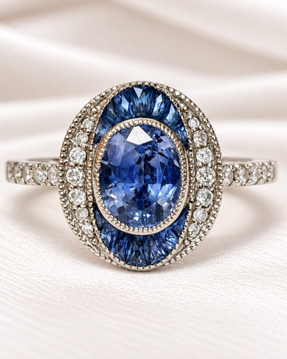 Bague Style Art-Déco Saphirs 2.44 carats &amp; Diamants 0.26 carat "Constance"