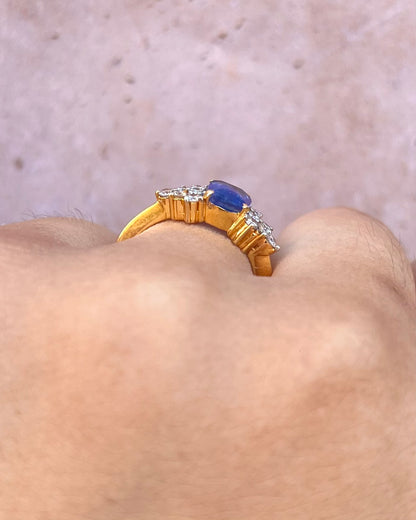 Bague Trilogie Saphir 1.40 carat &amp; Diamants 0.36 carat "Divine"