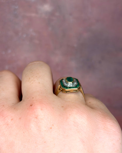 Bague Style Art Déco Émeraudes 1.42 carat &amp; Diamants "Esmeralda"