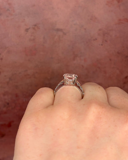 Bague Trilogie Morganite 3.58 carats &amp; Diamants 0.48 carat 5.09g "Aela" - Elliade Paris