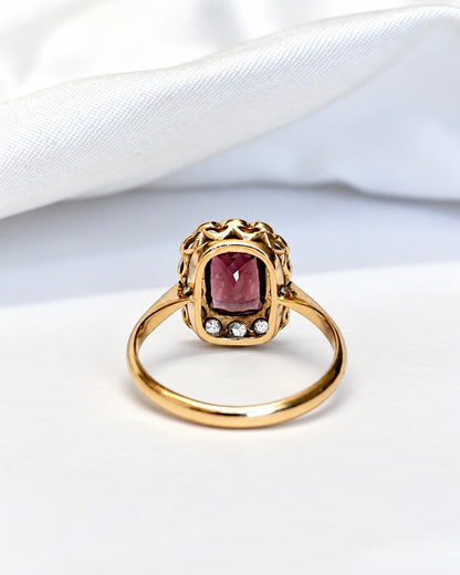 2.21-carat Tourmaline &amp; 0.28-carat Diamond Cluster Ring "Maysa"