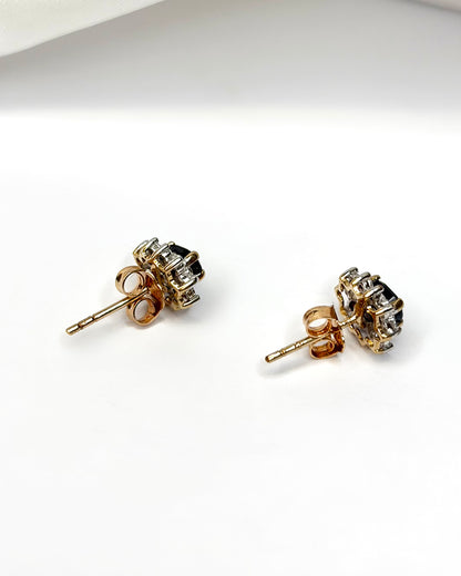 Marguerite Earrings with 0.57 Carat Sapphires &amp; Diamonds "Charlotte"