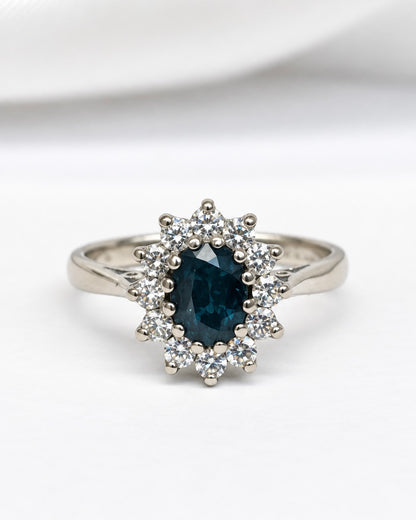 “Jeanne” 1.20-carat Sapphire &amp; 0.48-carat Diamond Cluster Ring, 4.13 g