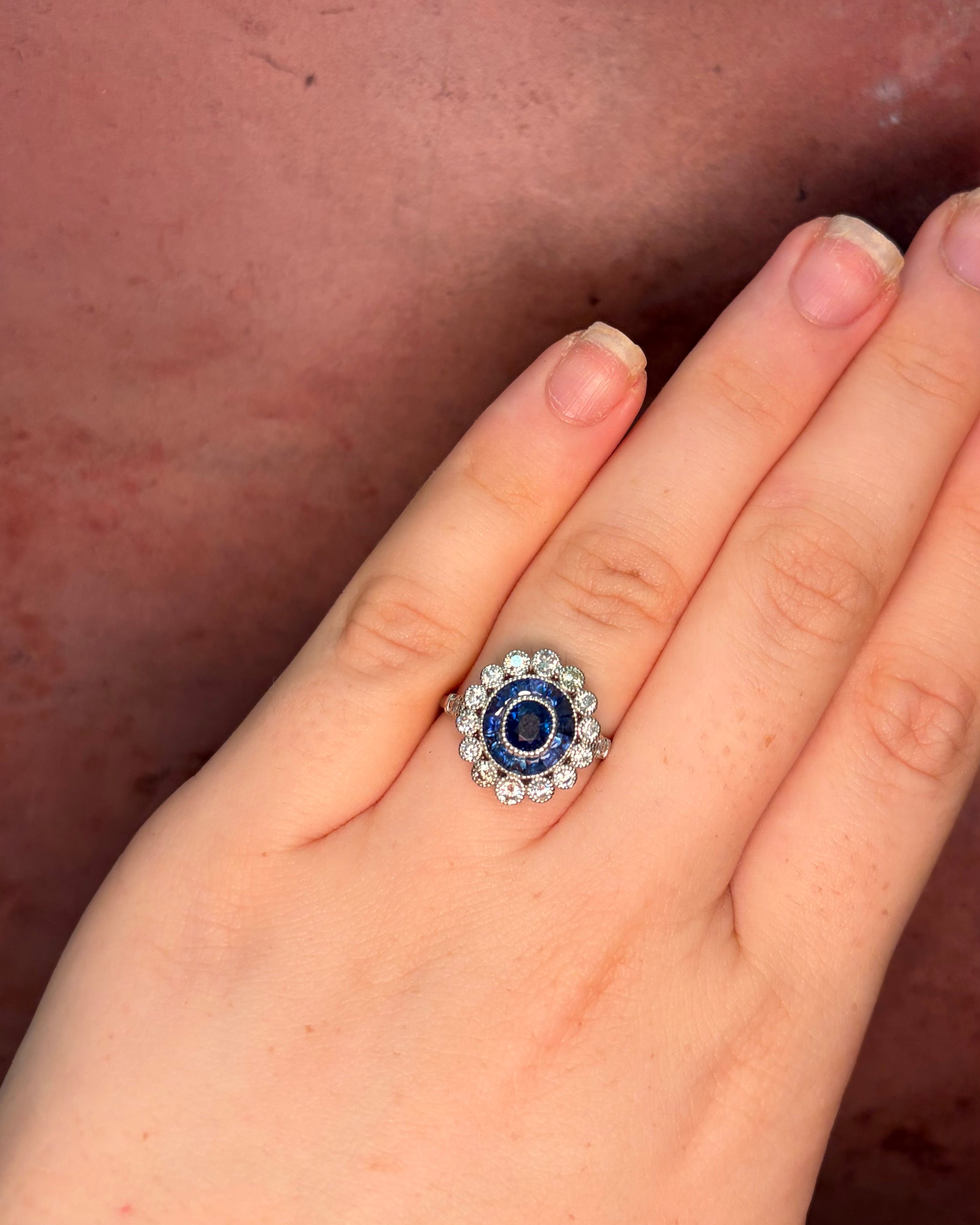 Bague Style Art-Déco Saphirs 1.21 carat &amp; Diamants 0.53 carat 4.19g "Emma"