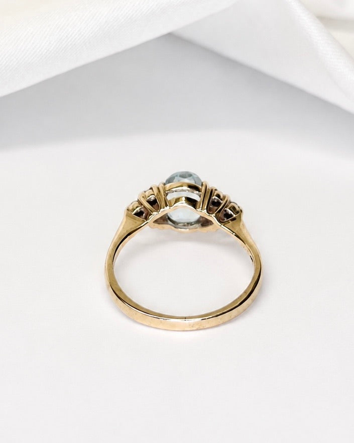 Bague Trilogie Aigue-Marine 0.98 carat &amp; Diamants 0.24 carat "Luana"
