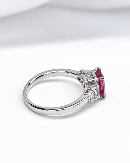 1.45-carat Pink Sapphire Trilogy Ring &amp; 4.37 g Diamonds "Gisèle"