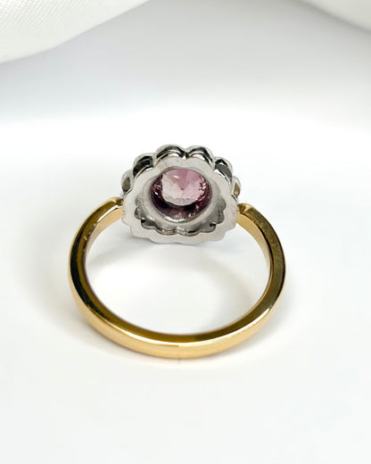 Anillo Marguerite Zafiro Rosa y Diamantes 0,24 quilates 4,65 g "Roxane"