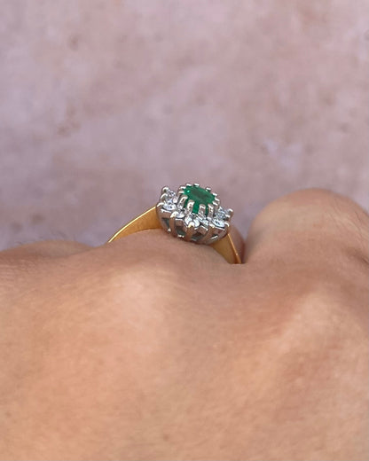 Bague Marguerite Émeraude 0.36 carat &amp; Diamants "Penelope"