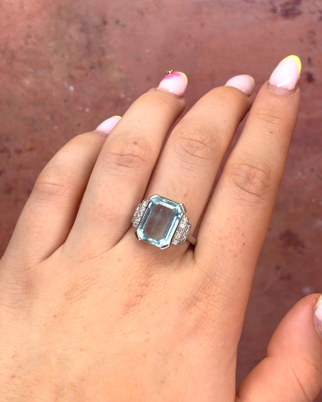 Art Deco Aquamarine Ring 6.50 carats 6.93g "Lisette"