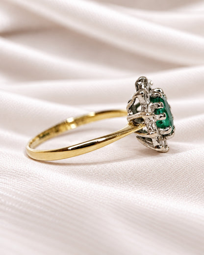 Bague Marguerite Émeraude 0.75 carat &amp; Diamants 0.50 carat "Hermoine"
