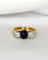 Bague Trilogie Saphir 1.20 carat & Diamants 0.30 carat "Roxane" - Elliade Paris