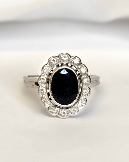 Bague Marguerite Saphir 2.45 carats &amp; Diamants 5.26g "Michaela"