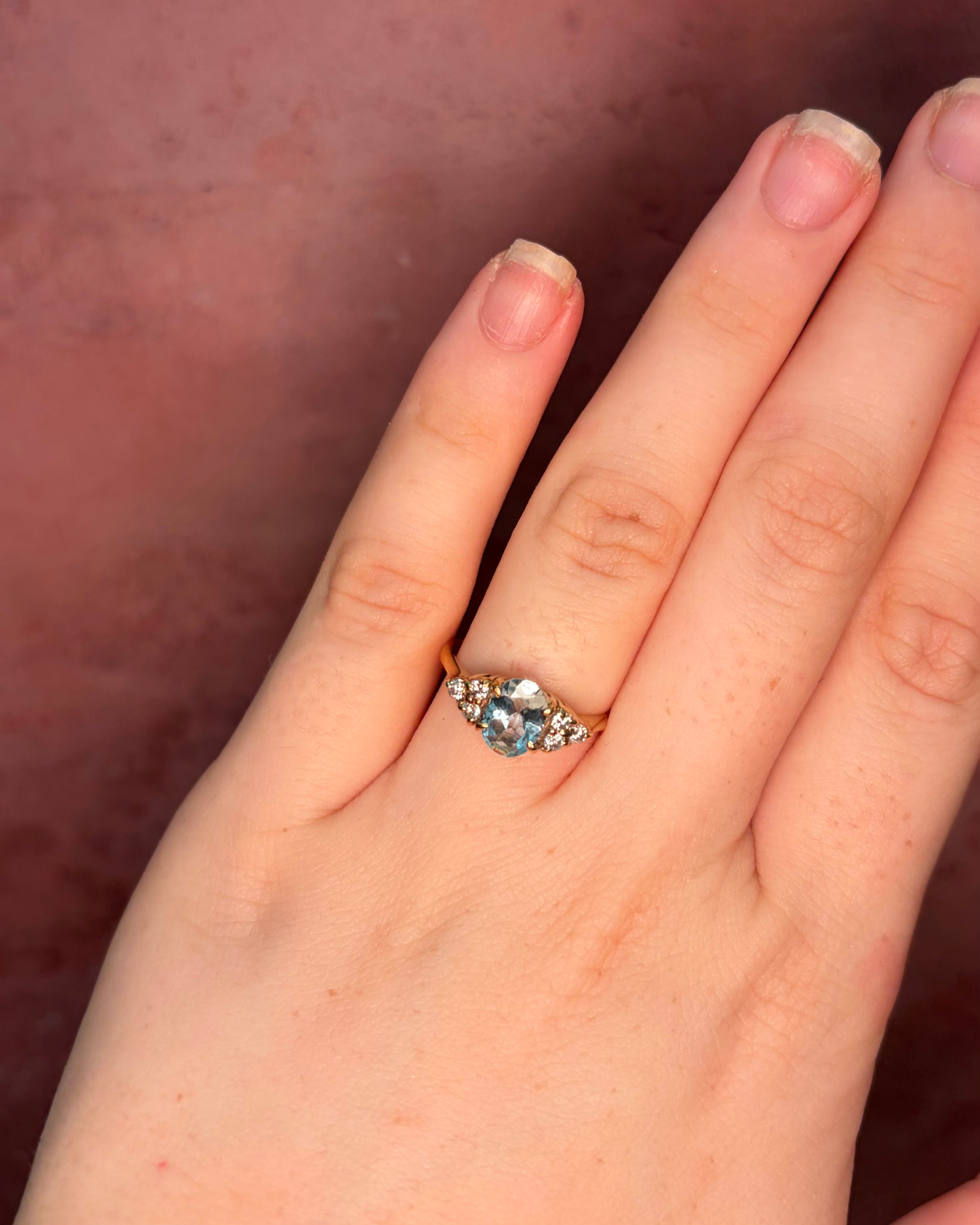 Bague Trilogie Aigue-Marine 0.98 carat &amp; Diamants 0.24 carat "Luana"
