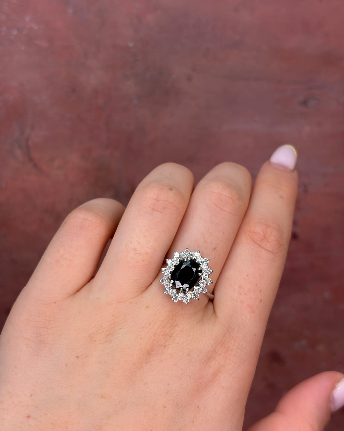 Sapphire Daisy Ring 3.30 carats &amp; Diamonds 1.12 carat 5.7g "Erina"